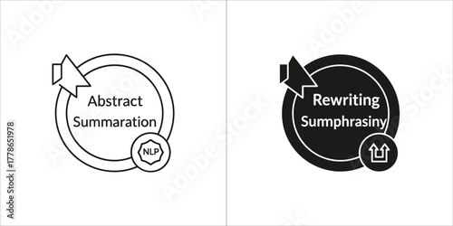 Abstract summarization icon showing rewriting and sumphrasimy