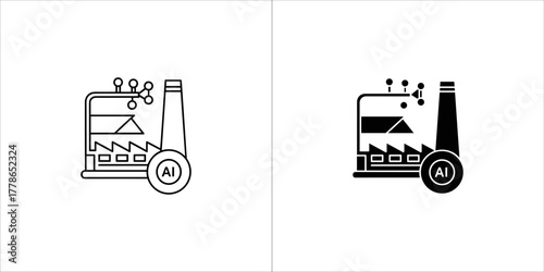 Ai factory icon, artificial intelligence concept