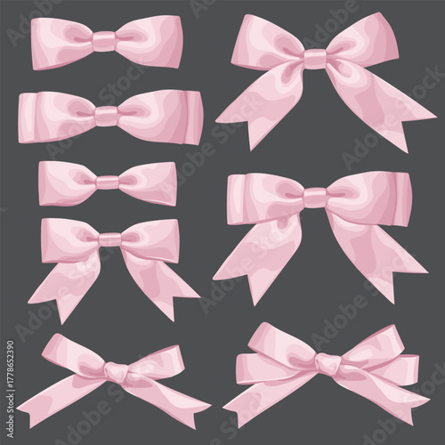Vector pink bow ties stock illustration set