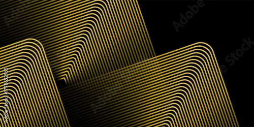 Abstract black background with checkered line pattern. Black gold line texture. Modern glossy black and gold gradient line creative design. Suitable for wallpaper, backdrop, banner, poster.