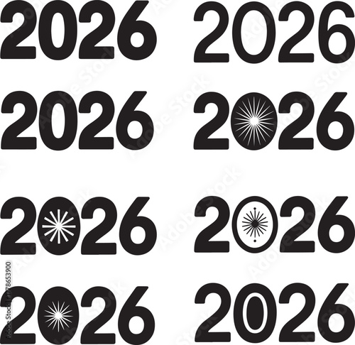 Black and white vector set of numbers one to five as 3D icons with a metal design and text type font