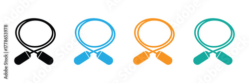 Colorful jump ropes for fitness fun and cardio workouts at home or gym,Skipping rope flat icon. Vector illustration. Jumping rope Icon Vector Illustration on the white background.
