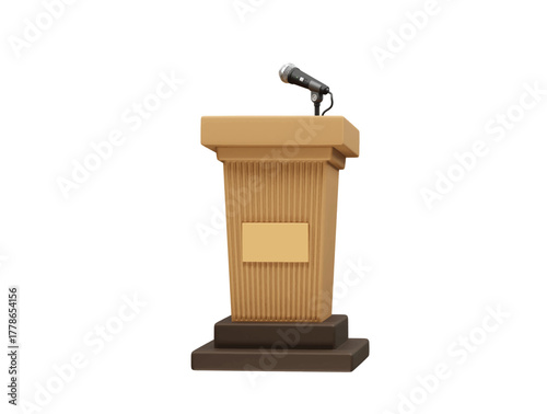 Podium with Microphone for Public Speaking icon illustration 3d