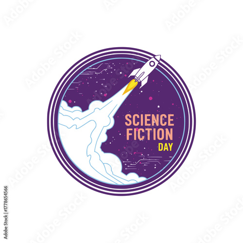 World fiction science day vector illustration