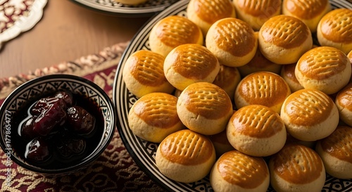 Traditional Qassim Kleeja Cookies with Date Molasses Filling – Top View