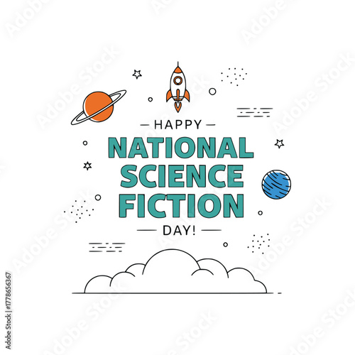 World fiction science day vector illustration
