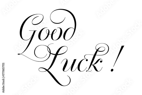 Good Luck ! - 手書き風の書体で書いたGood Luck !（グッドラック！）の文字のロゴマーク
