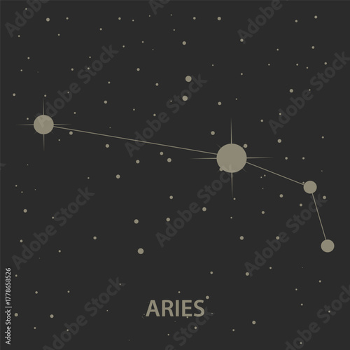 Aries Constellation Illustration with Stars in the Night Sky