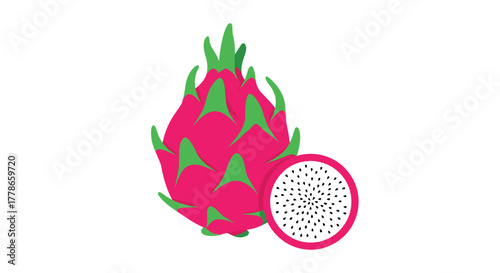 Vibrant dragon fruit illustration, perfect for tropical fruit lovers and healthy lifestyle designs or exotic food campaigns
