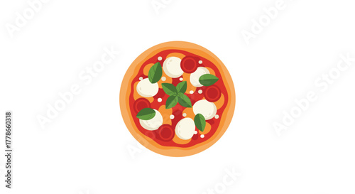 Delicious Margherita pizza with fresh basil leaves for tempting food blog or restaurant menu designs and promotional campaign ideas, get yours now