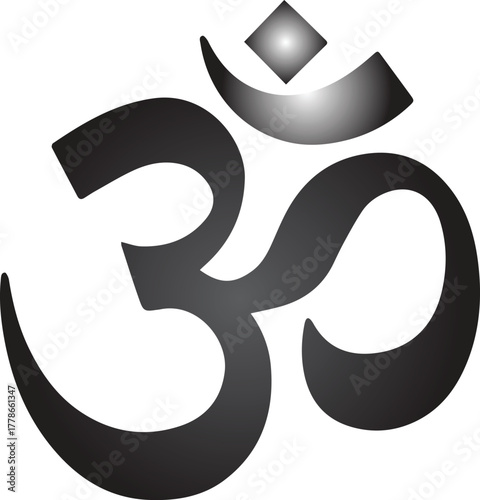 Sacred Om Aum symbol vector isolated on a transparent background, meditation icon.