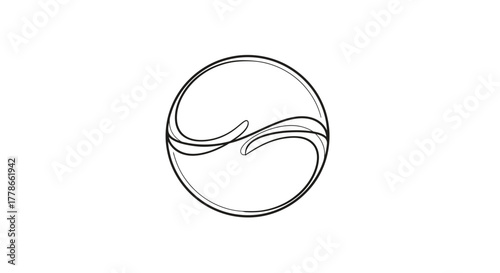 A minimalist black and white circular logo featuring two intertwined, flowing, wave-like or leaf-like abstract shapes, symbolizing balance and harmony.