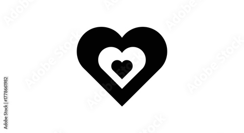 A black and white image featuring three nested heart shapes, symbolizing love, connection, and intimacy.