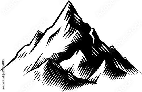 Mountains Range Woodcut Eng...