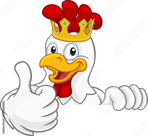 King Chicken Rooster Cockerel Bird Crown Cartoon