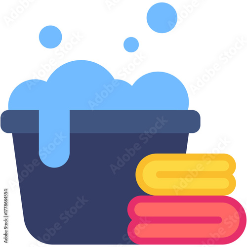 Laundry Vector Icon Washing Clothes and Housework Cleaning Symbol