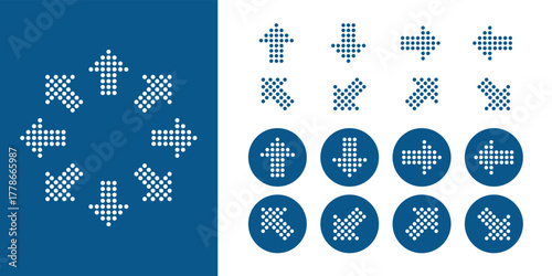 Dot Arrow Direction Icon Vector Set