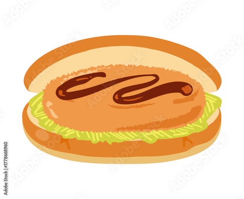 コロッケパンのイラスト