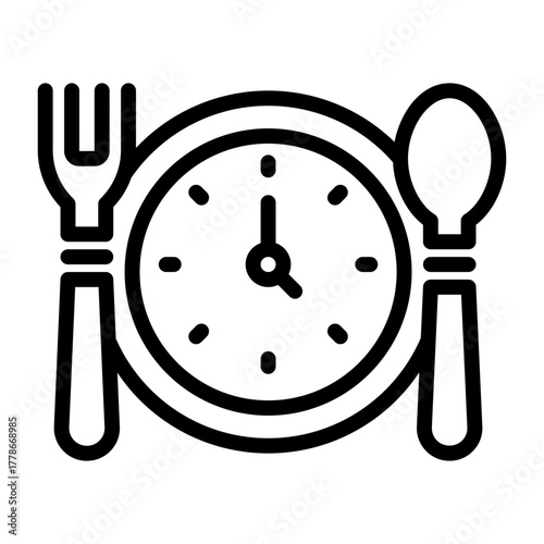 Meal Time Icon with Clock