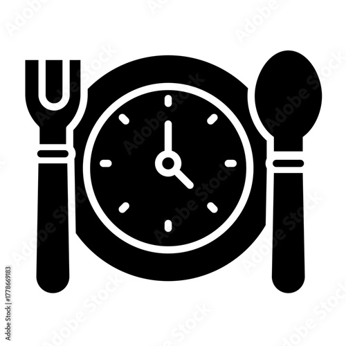 Meal Time Icon with Clock