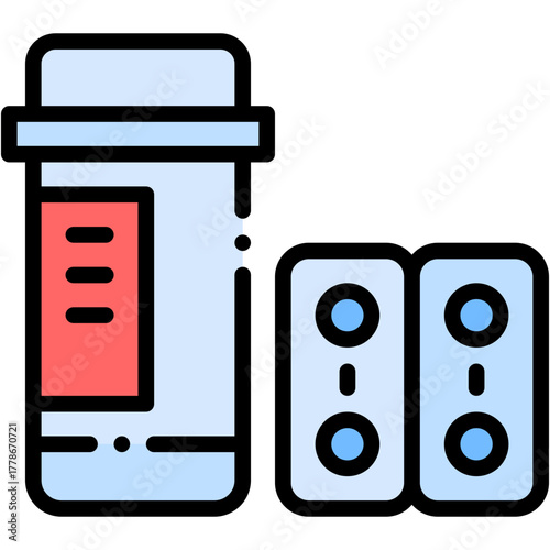 Pills Bottle Vector Icon Medicine and Antibiotic Healthcare Symbol