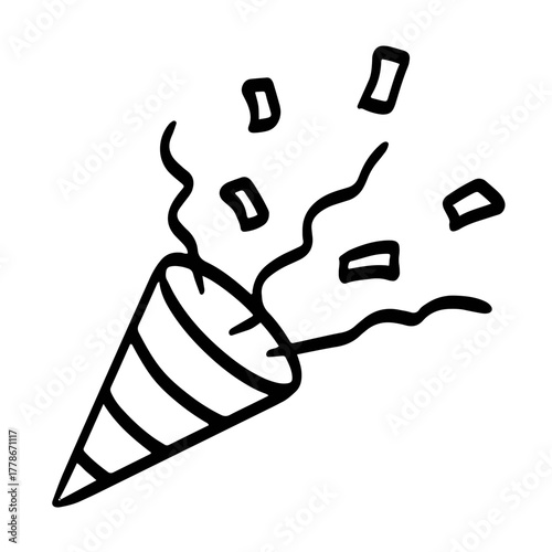 Party popper with confetti vector illustration