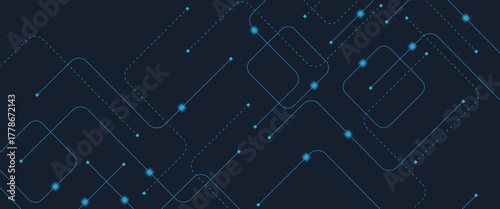 Abstract digital AI circuit board background with tech icons. Digital technology motherboard texture design. Engineering circuit board concept for poster, header, banner, website, presentation