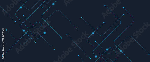 Abstract digital AI circuit board background with tech icons. Digital technology motherboard texture design. Engineering circuit board concept for poster, header, banner, website, presentation