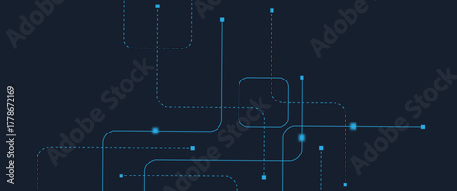 Abstract digital AI circuit board background with tech icons. Digital technology motherboard texture design. Engineering circuit board concept for poster, header, banner, website, presentation