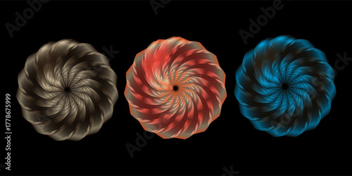 Gold, silver and bronze metal circle frames 3d vector realistic illustration. First, second and third place medals or buttons isolated on white background. Certified. Quality blank, empty badge set.