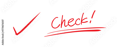 手書きチェックマークのアイコン Check 赤