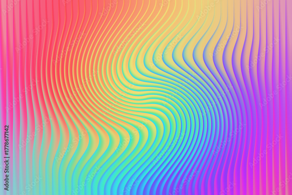 Fototapeta premium Abstract rainbow background with vertical lines and a swirling pattern in the center of the image