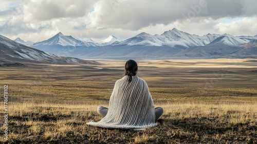 Wallpaper Mural Meditation in the serene landscape of snow-capped mountains during daytime Torontodigital.ca