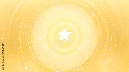 A radiant white star glowing brightly against a golden background with light rays emanating outward.