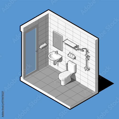 Isometric Master Bathroom Illustration