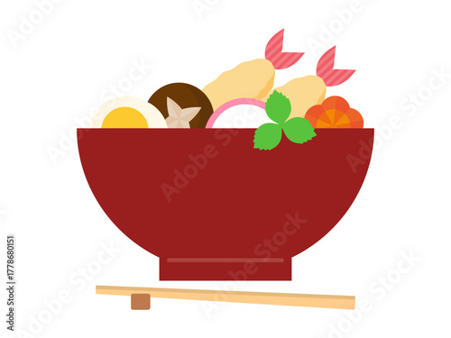 年越しそばのイラスト、大晦日の縁起物・和食