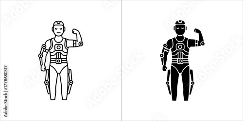 Futuristic cyborg with robotic exoskeleton