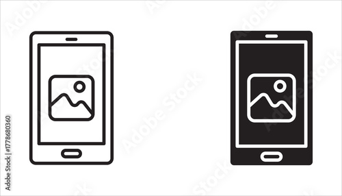 Smartphone Icons set. Mobile Phone, Phone, Photo, Image, Gallery