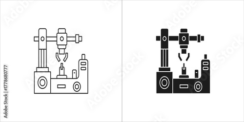 Robotic arm icon, industrial automation system