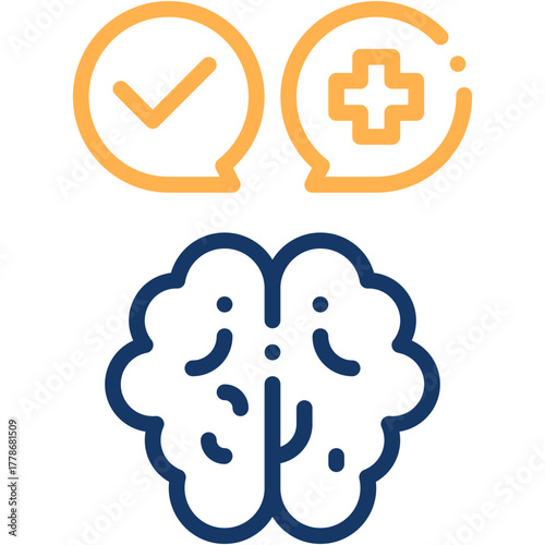 Mental Health Vector Icon Brain Psychology and Therapy Healthcare Symbol