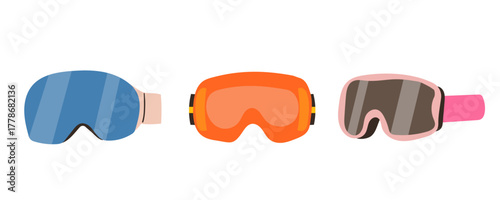 Set Skiing and snowboard goggles flat icon. You can be used goggles icon for several purposes like websites, print templates, presentation templates, promotional materials, web and mobile phone apps.