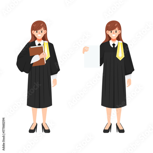 Thai lawyer Legal professions character set. Flat cartoon barrister vector design.