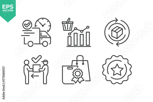 Set Of Product Development Icons. Contains such icons as Concept, Idea, Design, Strategy, Planning, Prototype, Teamwork, Innovation. stock illustration stock illustration