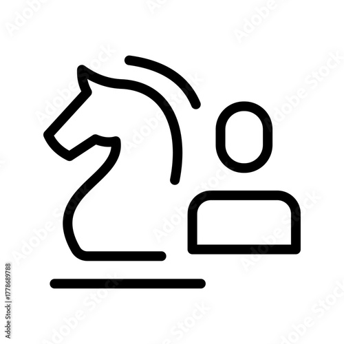 Strategy icon set featuring planning, decision-making, business tactics, goal setting, and direction symbols in a clean modern line graphic style