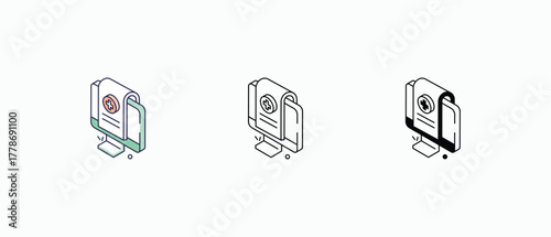 Online Medical Report icons set vector stock illustration