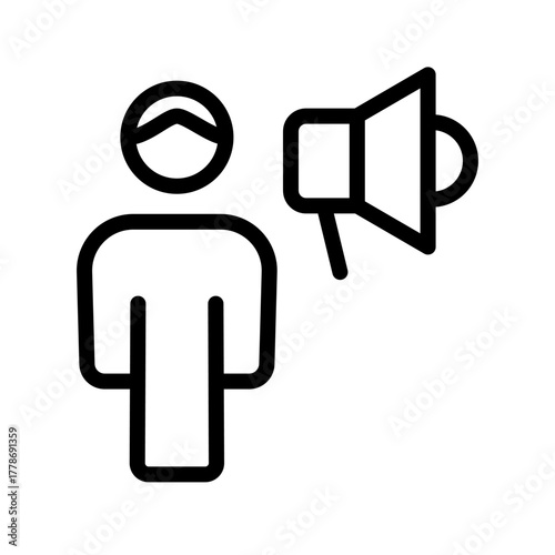 Advocacy icon set featuring support, promotion, campaign, awareness, and activism symbols in a clean modern line graphic style