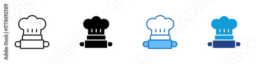 Chef Cooking Multiple Style Icon Design Vector - chef hat and apron representing culinary arts, cooking, and professional food preparation