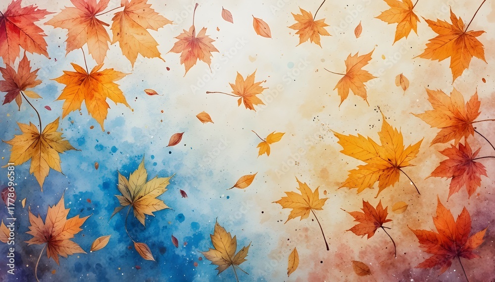 Autumn leaves swaying (watercolor pencil texture)

