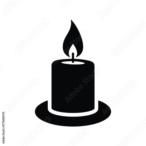 Burning candle icon symbol flame light energy romance memorial abstract graphic element isolated on white background