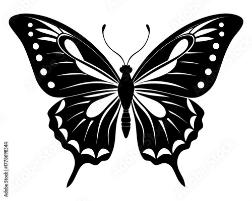 butterfly stencil simple black silhouette vector